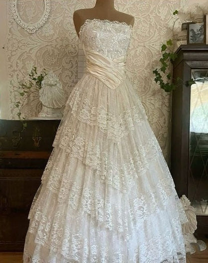 formaldressy--White Long Elegant Tulle Ball Gown Wedding Dress gh5565