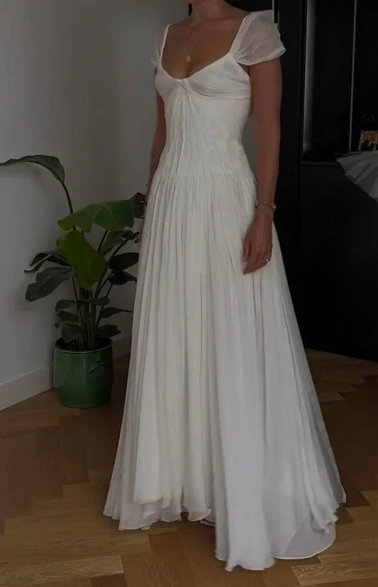 Elegant White A-Line Bride Gowns Enchanted Chiffon Luxury Wedding Dress ED01511