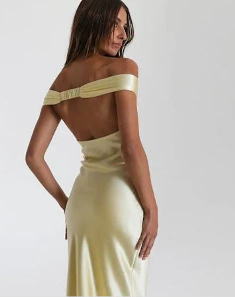 formaldressy--Wedding Guest Dress Yellow Stylish Simple Long Satin Prom Dress gh5630