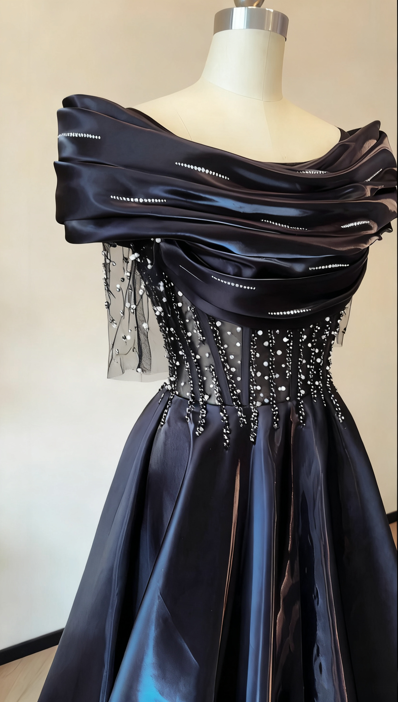 formaldressy- Fashionable satin exquisite beaded long dress gh6215