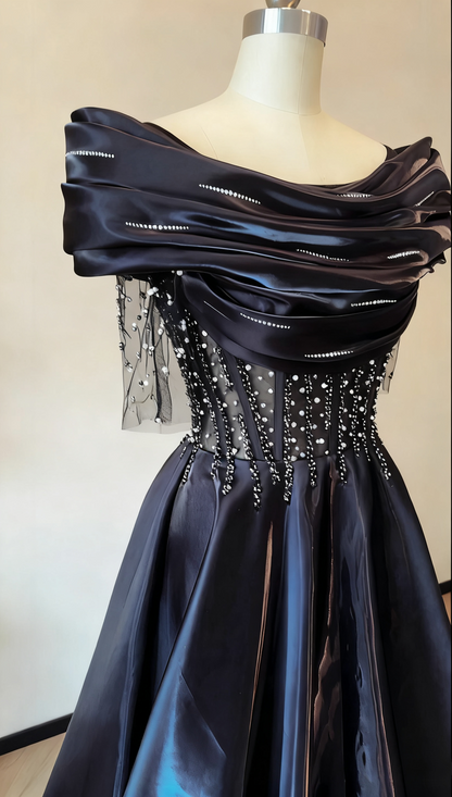 formaldressy- Fashionable satin exquisite beaded long dress gh6215