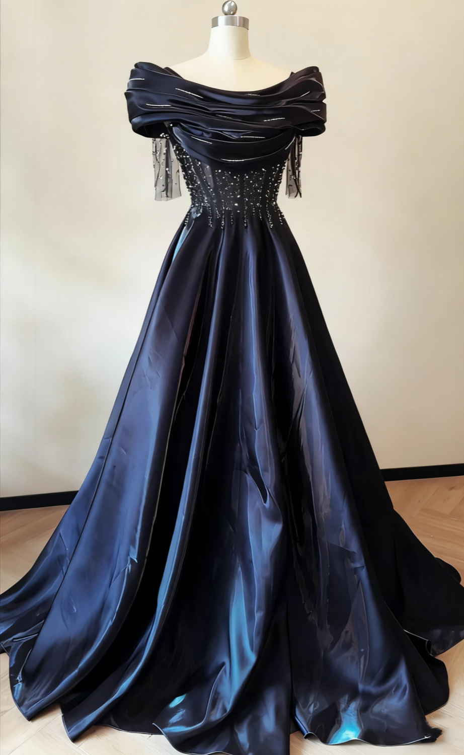 formaldressy- Fashionable satin exquisite beaded long dress gh6215