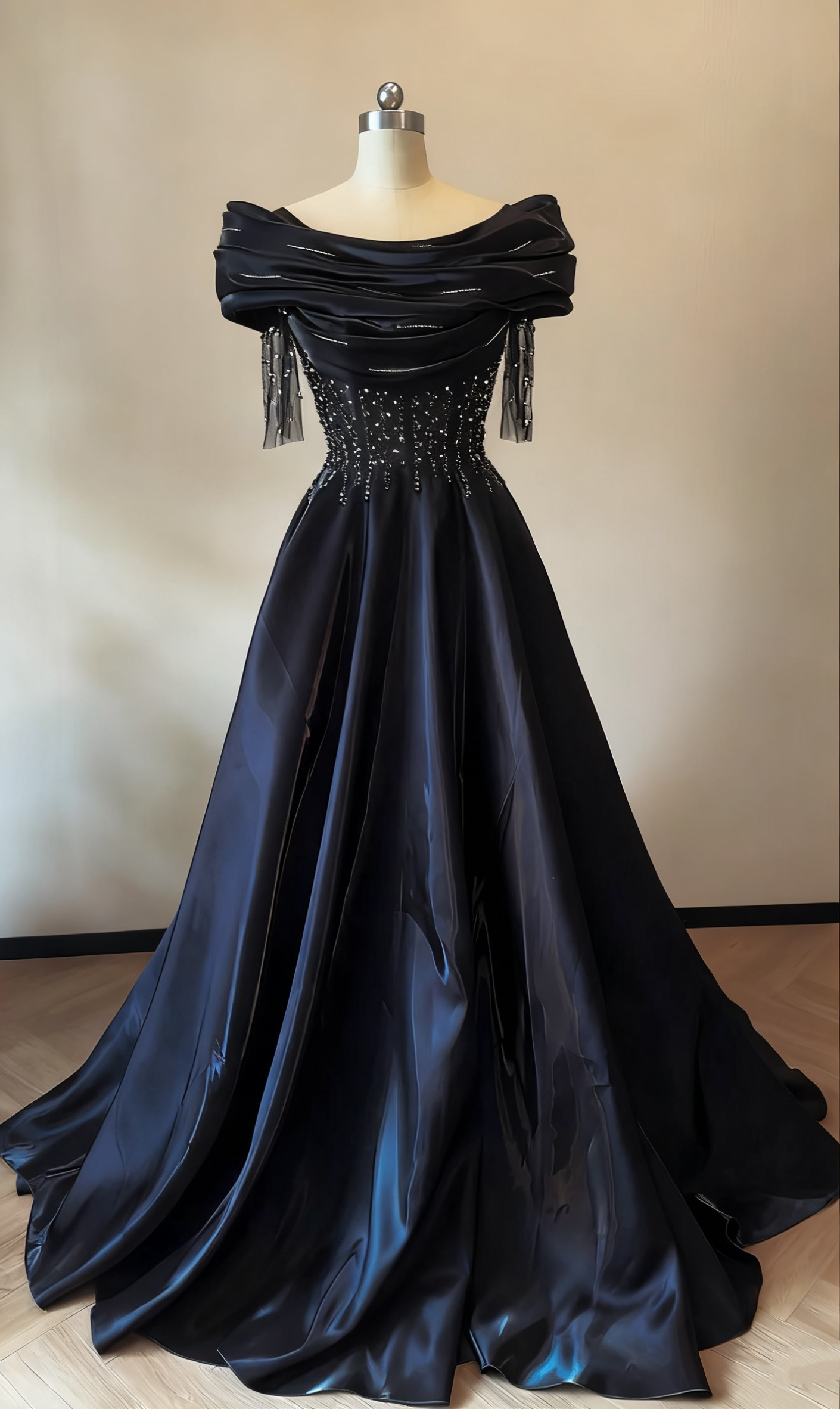 formaldressy- Fashionable satin exquisite beaded long dress gh6215