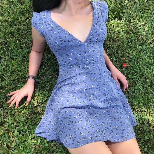 Sweet 16th A Line V Neck Satin Printed Floral Short Homecoming Dress,Summer Birthday Dress GG3713