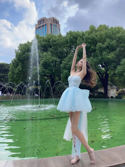 Sweet 17th Ball Gown Strapless Satin Tulle Short Homecoming Dress,Summer Birthday Dress GG3791