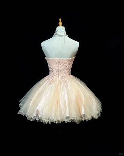 Lovely A Line Sweetheart Tulle Lace Beads Short Homecoming Dress,Summer 17th Birthday Dress GG4576