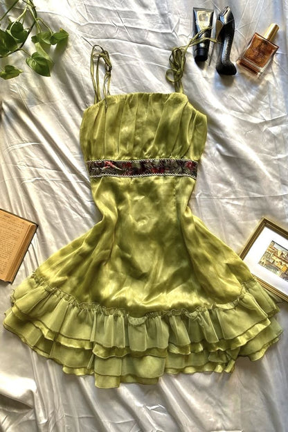 Unique A Line Spaghetti Straps Satin Layer Short Homecoming Dress,Vacation Dress,Summer 21th Birthday Dress GG4788