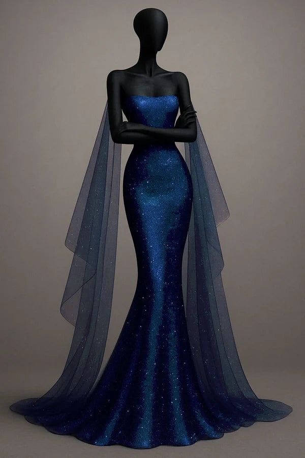 Chic Shiny Mermaid Strapless Sequin Long Prom Dress,Party Dress,Formal Evening Dress GG4877