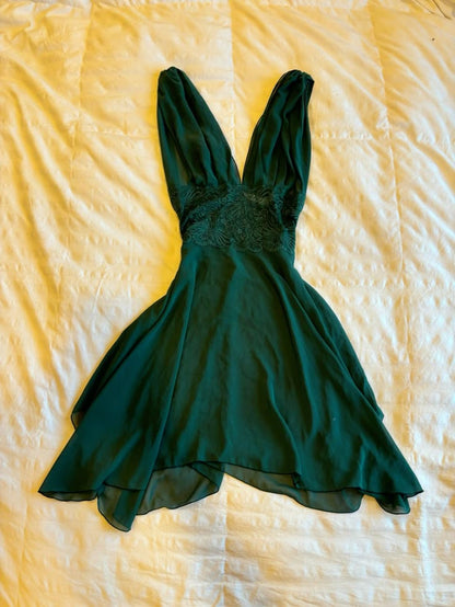 Chic A Line V Neck Chiffon Lace Short Homecoming Dress,Vacation Dress,Summer Birthday Dress GG4974