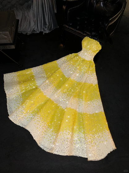 Sweet Ball Gown Strapless Sequin Long Prom Dress,Party Dress,Formal Evening Dress GG4987