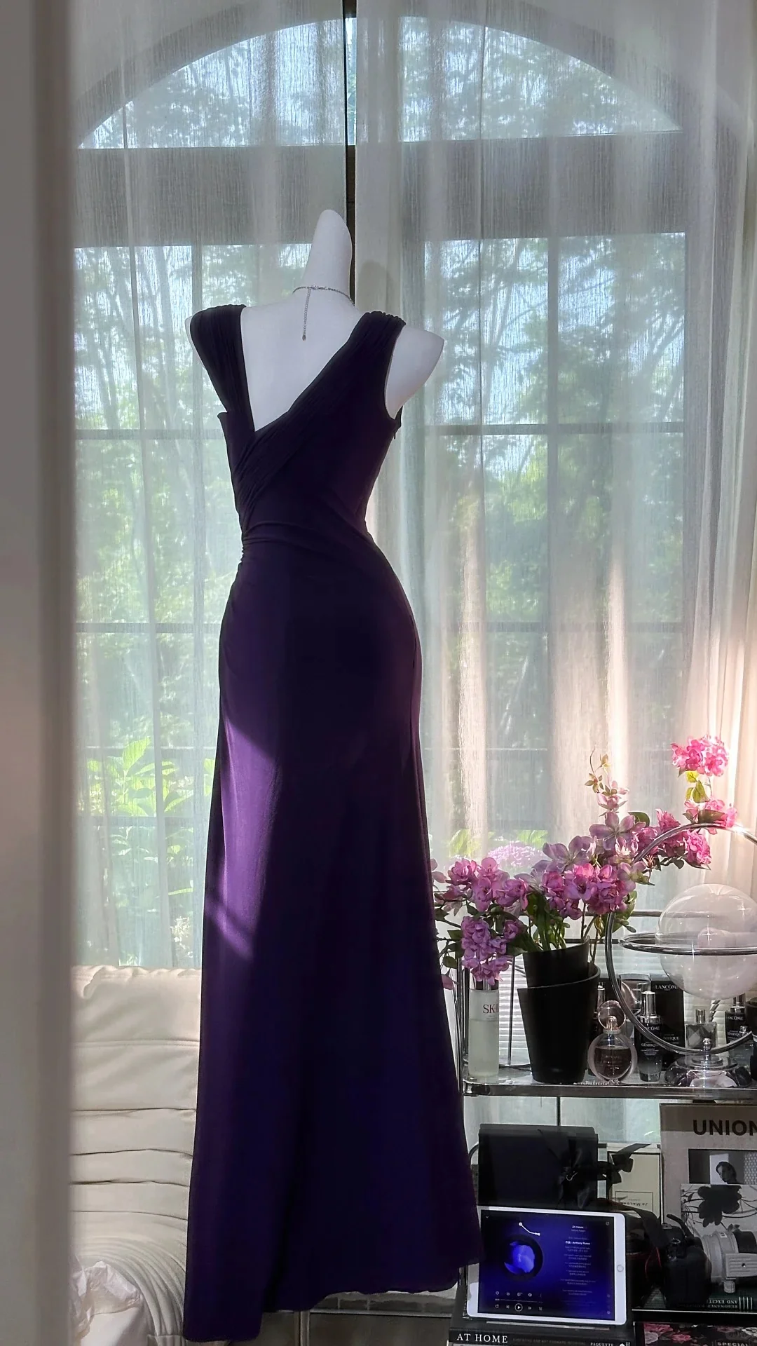 Unique Mermaid Satin Beaded Without Sleeves Long Prom Dress,Evening Dress GG5294