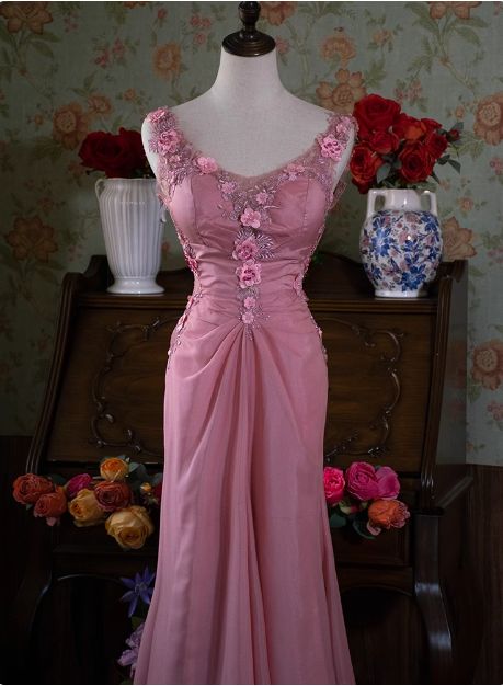 Unique A Line Satin Lace Applique Long Prom Dress,Evening Dress GG5169
