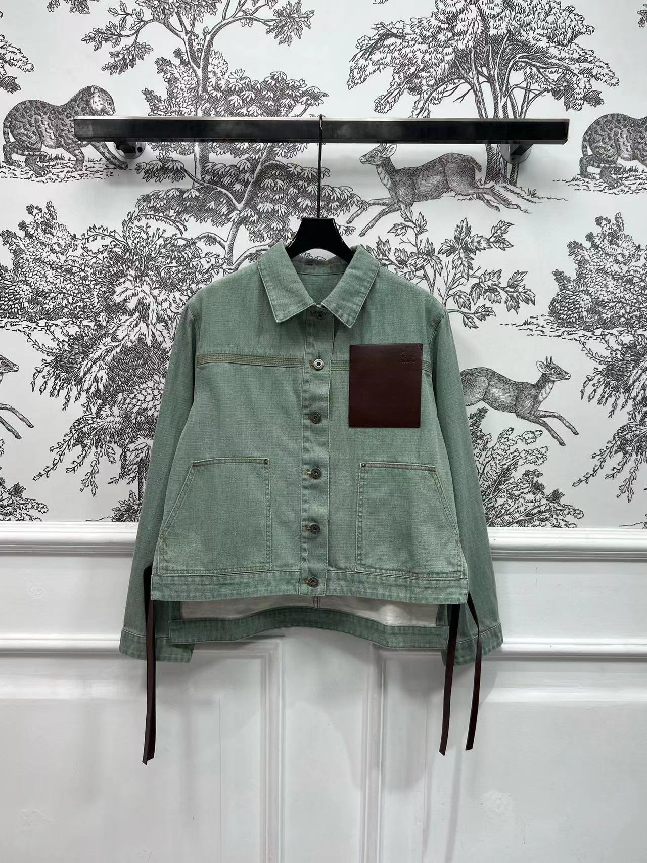 Loewe Jacket in Khaki Green Denim Cotton