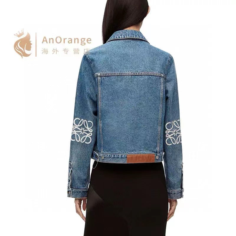 Loew Anagram Shirt Jacket Blue Denim Cotton