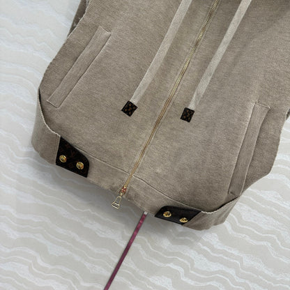LV 25FW Double Face Open Arm Jacket Beige Wool