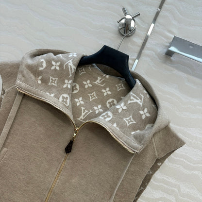 LV 25FW Double Face Open Arm Jacket Beige Wool