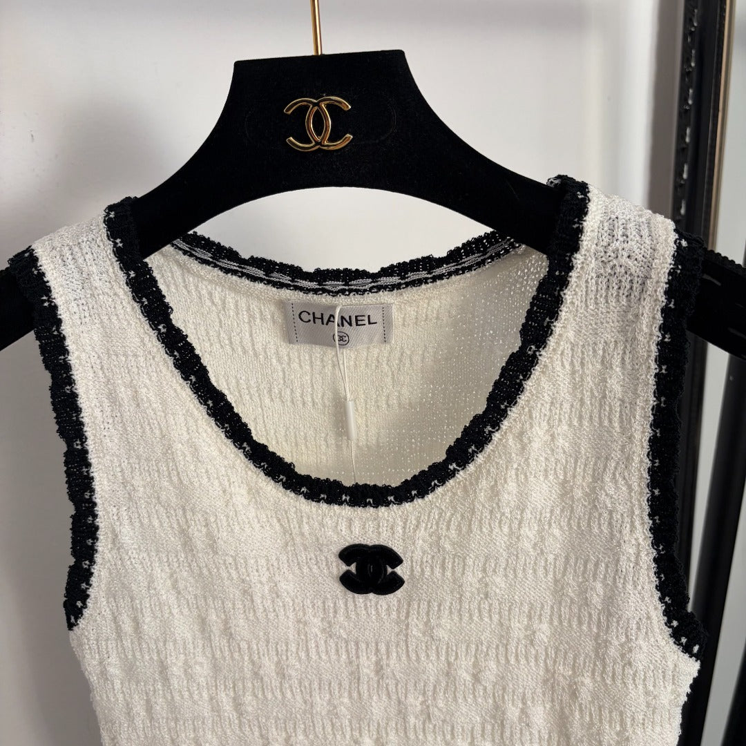 Chanel  Knit Tank Top Black and Off-White
