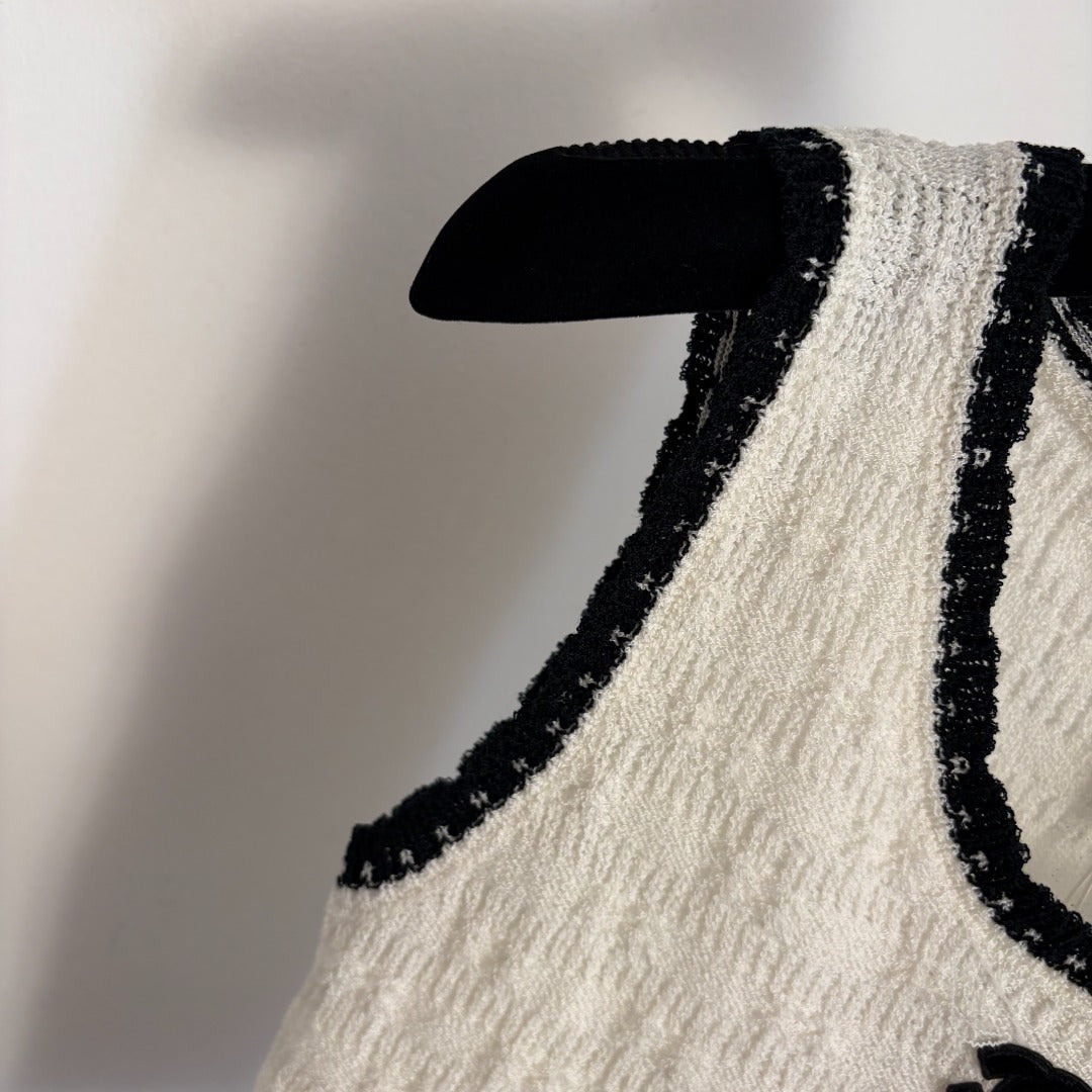 Chanel  Knit Tank Top Black and Off-White