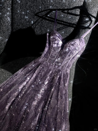 formaldressy--Purple gorgeous exquisite beaded long tulle prom dress ball gown romantic and dazzling girl gh5693