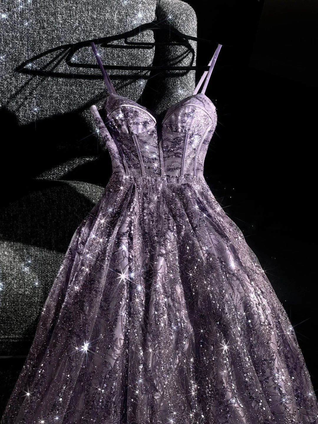 formaldressy--Purple gorgeous exquisite beaded long tulle prom dress ball gown romantic and dazzling girl gh5693