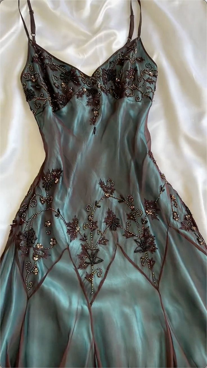 Vintage A line Straps Prom Dress Evening Dresses SD1540