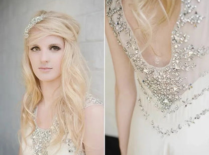 formaldressy-Cream Chiffon Sleeveless Floor-Length Beaded Evening Gown gh6309
