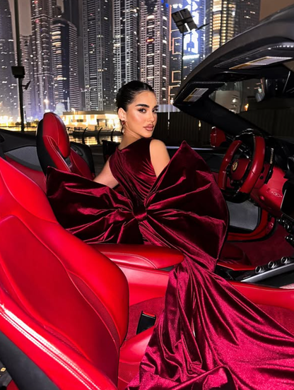 Burgundy Bow Sheath Round Neck Velvet Mini Homecoming Dress Birthday Dress SH4269