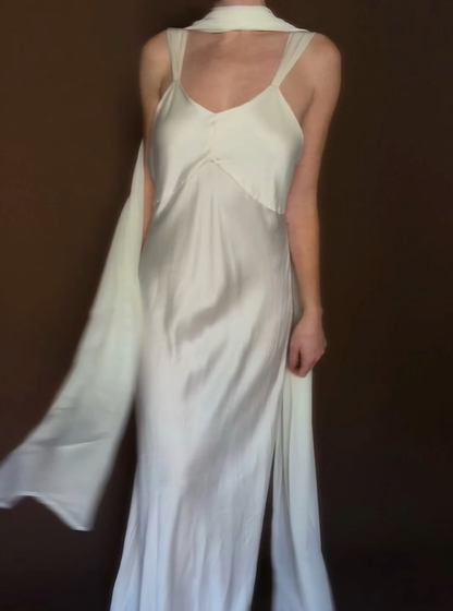 Romantic Ivory A Line Straps Corset Satin Long Prom Dress Outfits SH4979