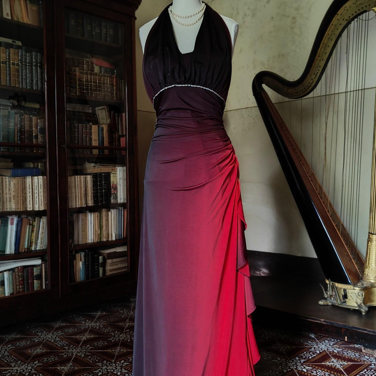 formaldressy--Burgundy black gradient retro fashion long chiffon fairy dress prom dress gh5545