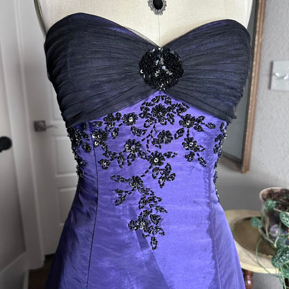 formaldressy--Vintage Purple Delicate Beaded Long Satin Ball Gown gh5508