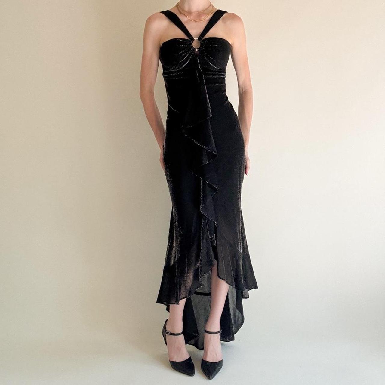 formaldressy--Black Ruffled Long Chiffon Prom Dress Graduation Dress gh5646