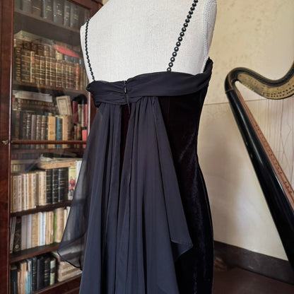 formaldressy--Vintage Retro black long snow velvet fairy dress prom dress gh5541