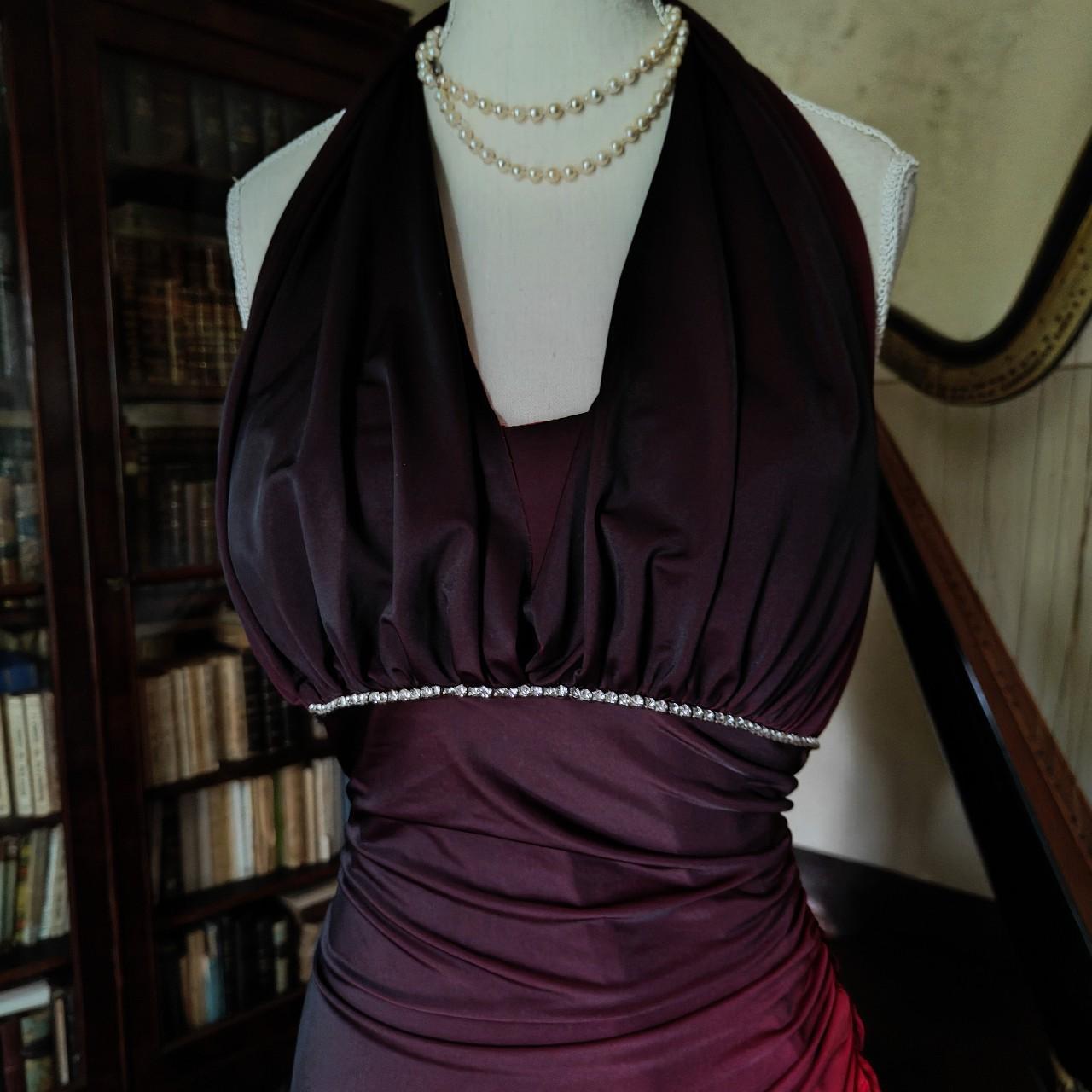 formaldressy--Burgundy black gradient retro fashion long chiffon fairy dress prom dress gh5545