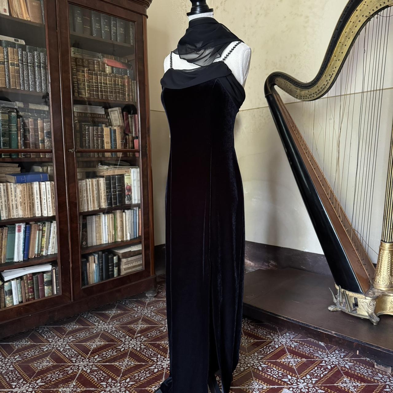 formaldressy--Vintage Retro black long snow velvet fairy dress prom dress gh5541