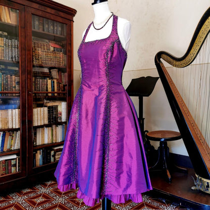 formaldressy--Vintage Exquisite Beaded Short/Mid-Length Cropped Satin Homecoming Dress gh5535