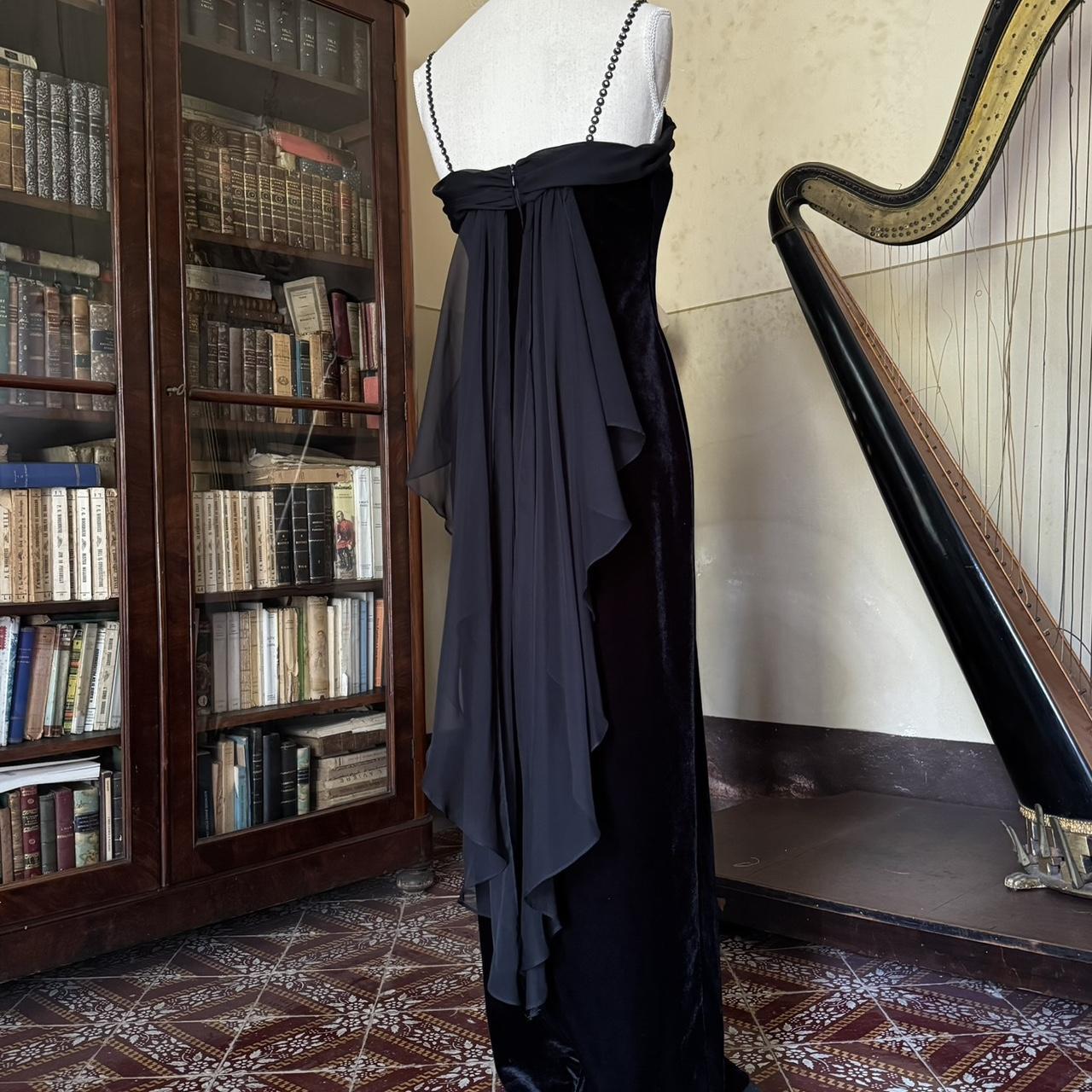formaldressy--Vintage Retro black long snow velvet fairy dress prom dress gh5541