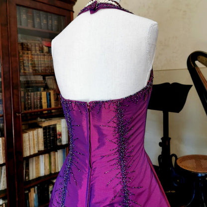formaldressy--Vintage Exquisite Beaded Short/Mid-Length Cropped Satin Homecoming Dress gh5535