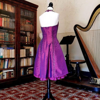 formaldressy--Vintage Exquisite Beaded Short/Mid-Length Cropped Satin Homecoming Dress gh5535