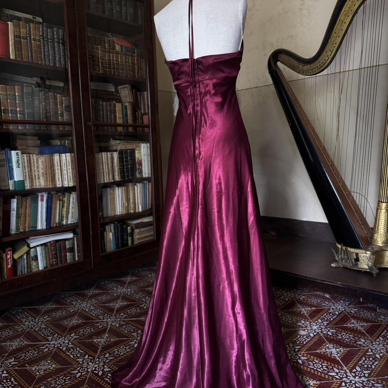formaldressy--Vintage Burgundy wine red long satin fairy dress prom dress gh5542
