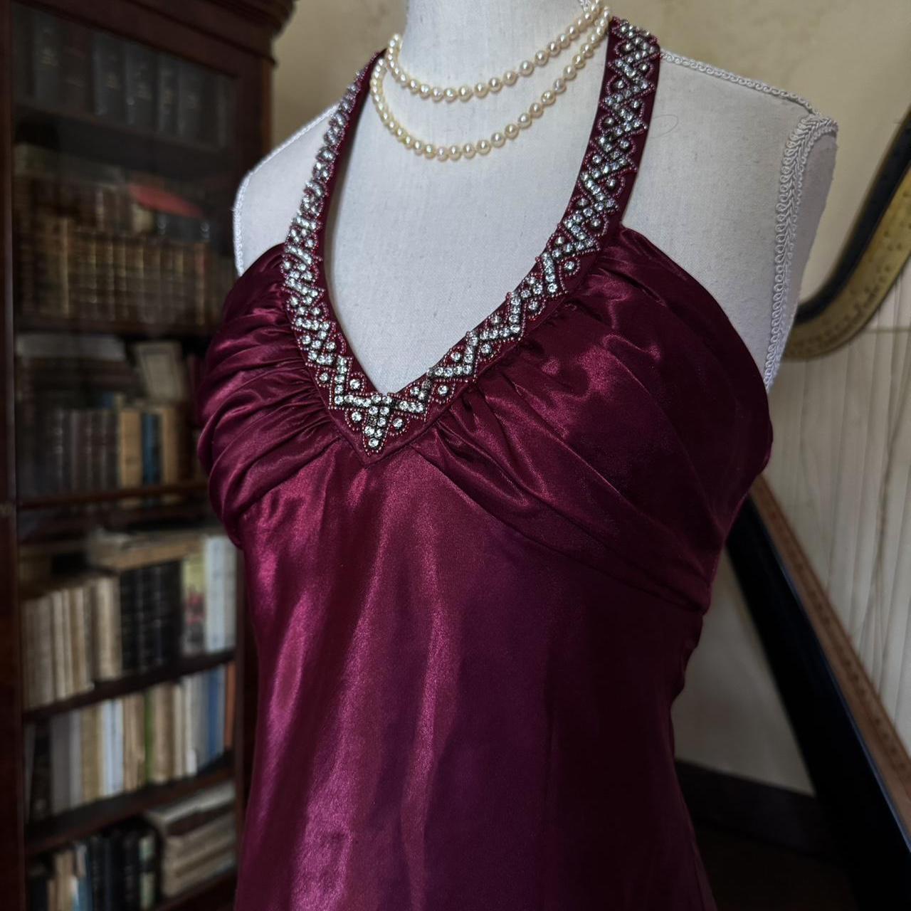 formaldressy--Vintage Burgundy wine red long satin fairy dress prom dress gh5542