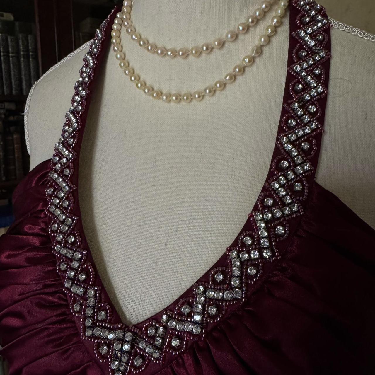 formaldressy--Vintage Burgundy wine red long satin fairy dress prom dress gh5542