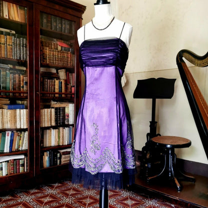 formaldressy--Purple Gothic Vintage Midi Short Chiffon Homecoming Dress gh5530