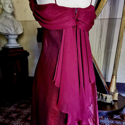 formaldressy--Burgundy retro long satin fairy dress prom dress gh5543