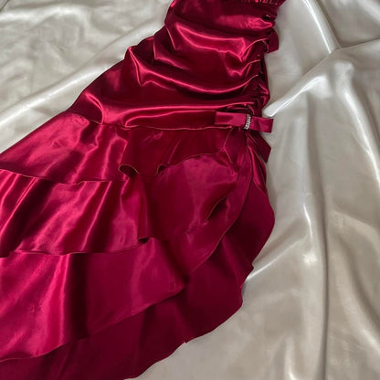 formaldressy--Red Retro Elegant Simple Mid-Length Homecoming Dress Date Dress Fashionable And Comfortable Popular Dress gh5674