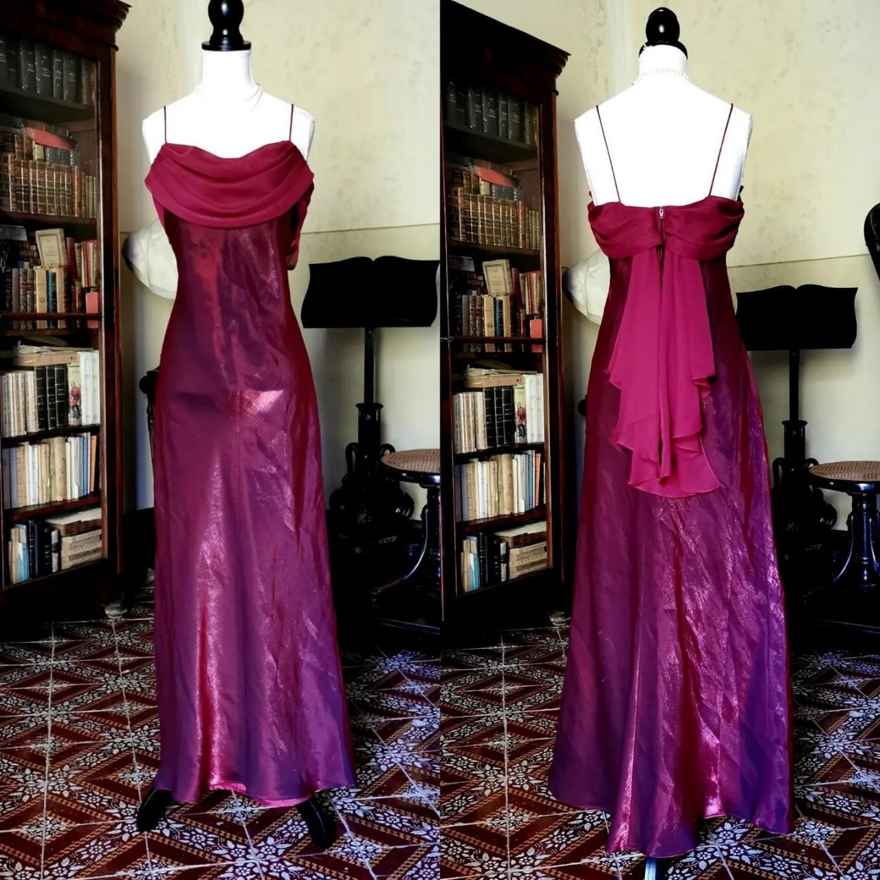 formaldressy--Burgundy retro long satin fairy dress prom dress gh5543