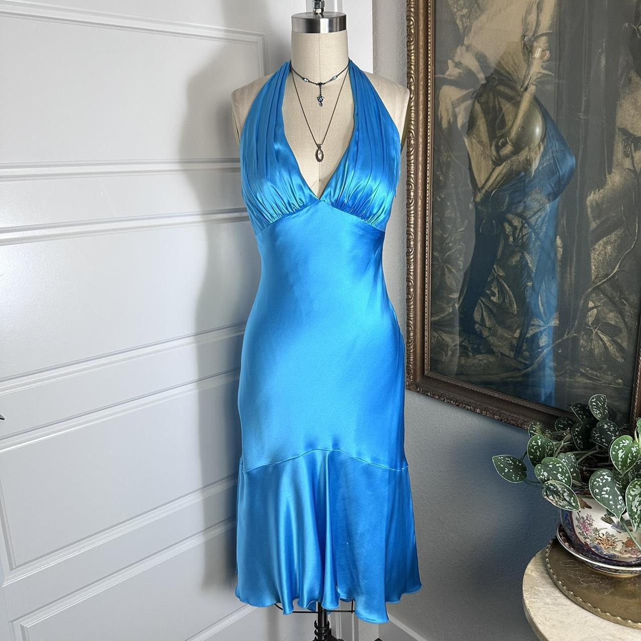 formaldressy--Blue simple fashion ruffled short satin suspenders formal homecoming dress gh5501