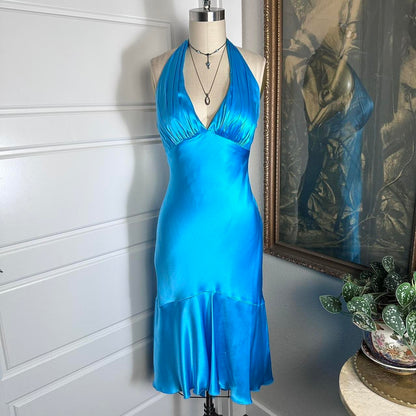 formaldressy--Blue simple fashion ruffled short satin suspenders formal homecoming dress gh5501