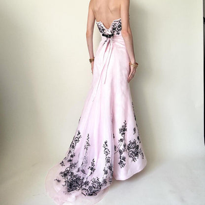 formaldressy--Pink Exquisite Floral Long Tulle Prom Dress Graduation Dress gh5645