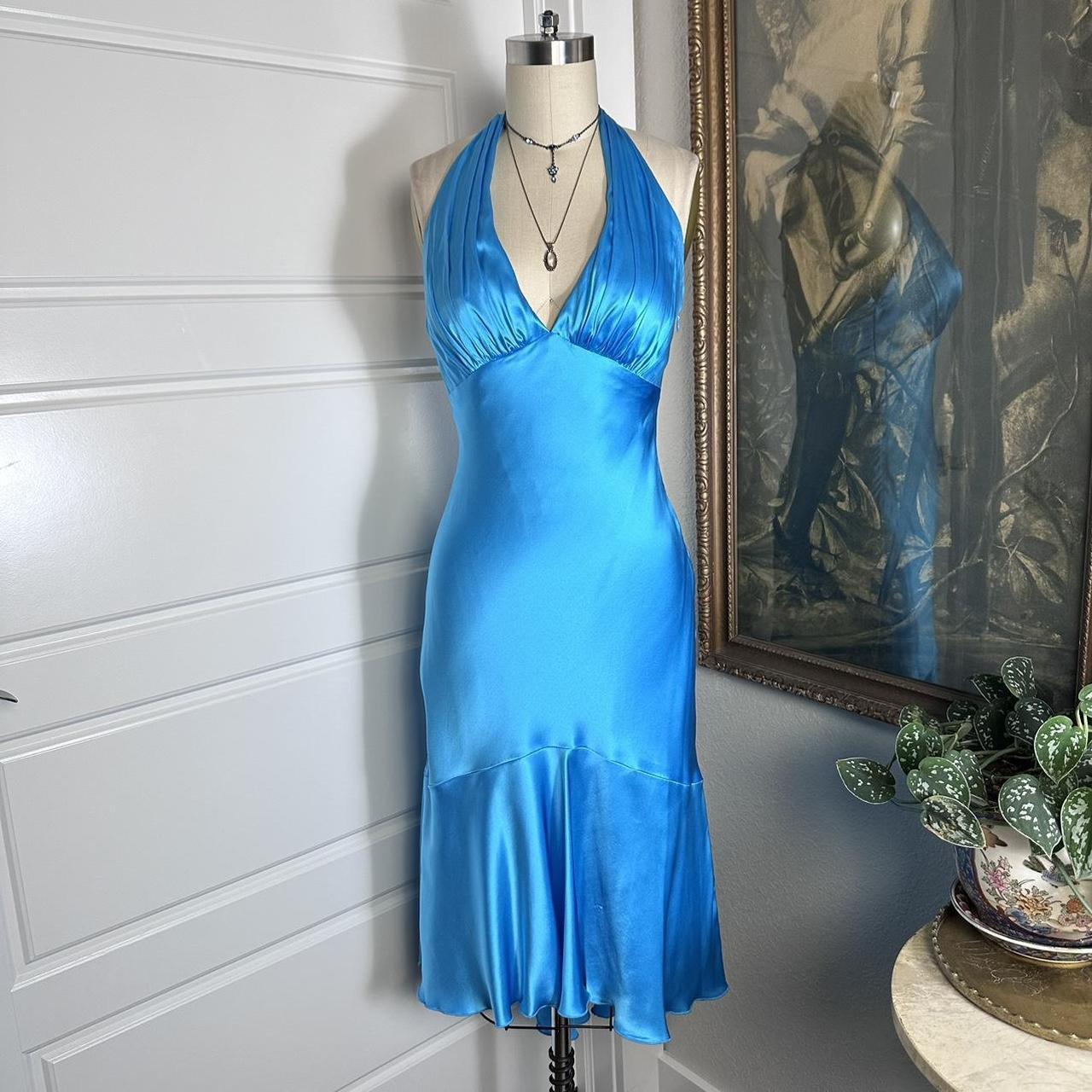 formaldressy--Blue simple fashion ruffled short satin suspenders formal homecoming dress gh5501
