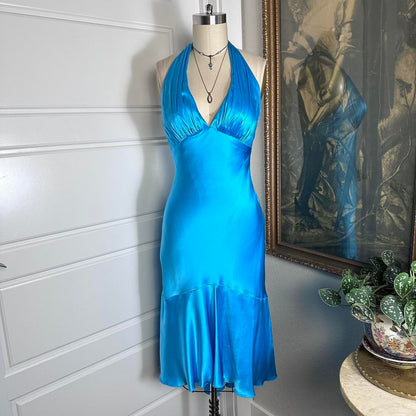 formaldressy--Blue simple fashion ruffled short satin suspenders formal homecoming dress gh5501